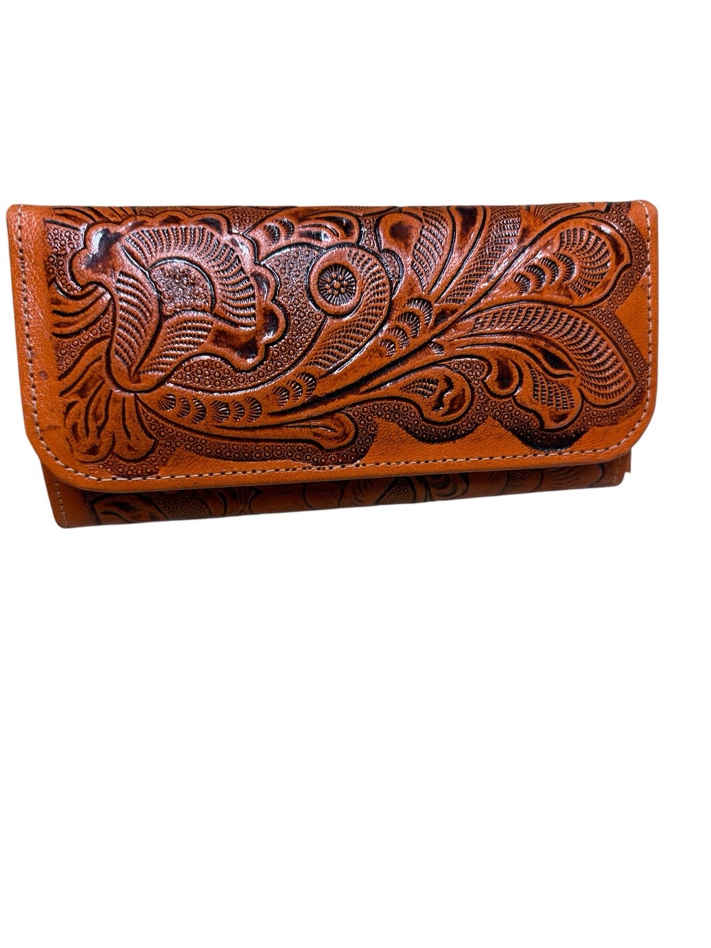Mexican leather embossed wallet orange - Picture 2 of 5